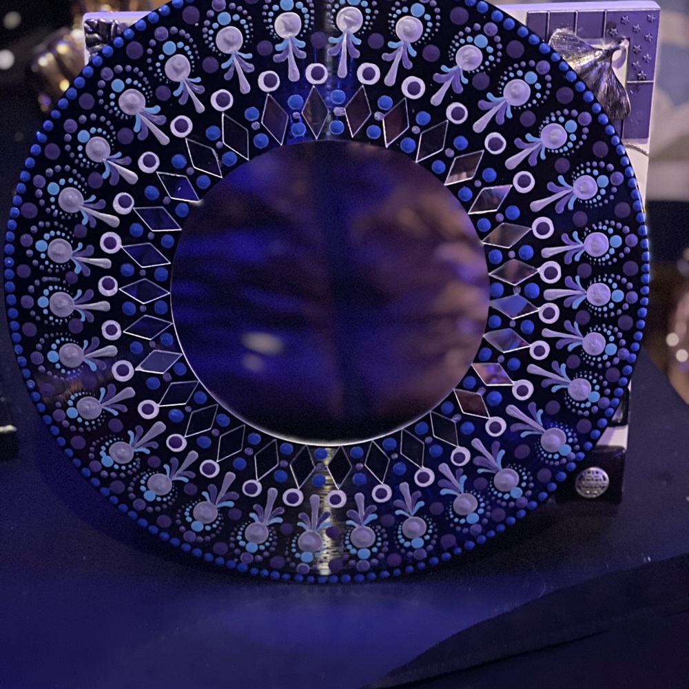 Decorative Blue and White Mandala Mirror
